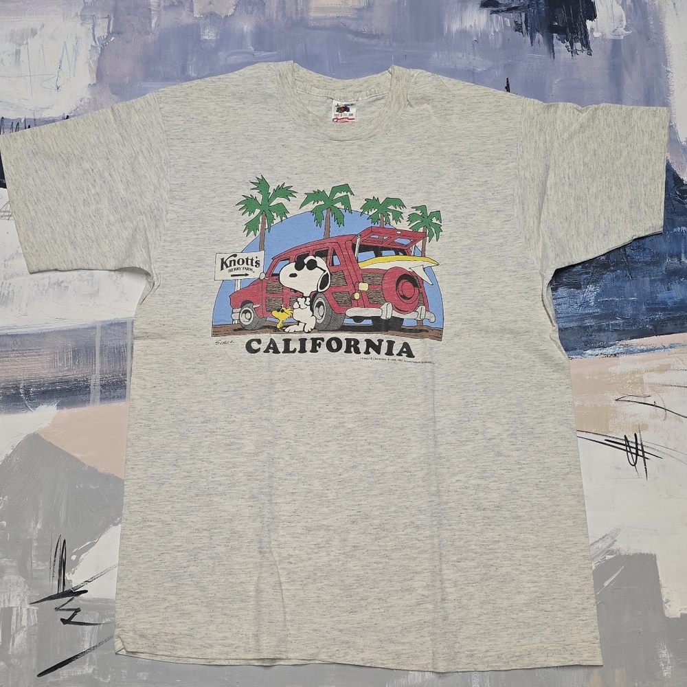 Vintage Knotts Berry Farm Peanuts Snoopy California tShirt Size L Vtg cartoon